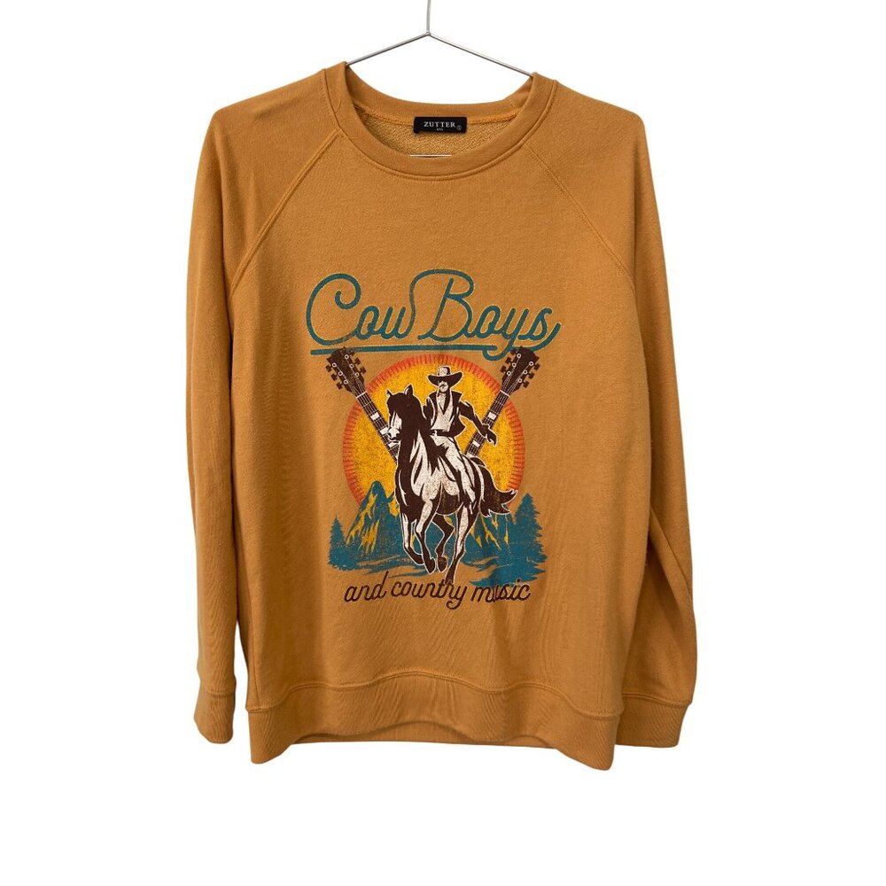 Zutter French Terry Sweatshirt Sz Small Cowboys Country Music Goldenrod Western
